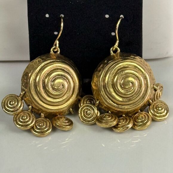 Vintage Kate Spade Goldtone Spiral Dangle Earrings - Picture 2 of 4